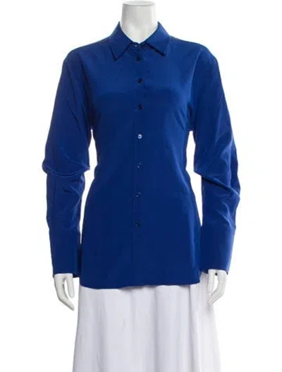 Pre-owned Joseph Silk Long Sleeve Blouse In Blue