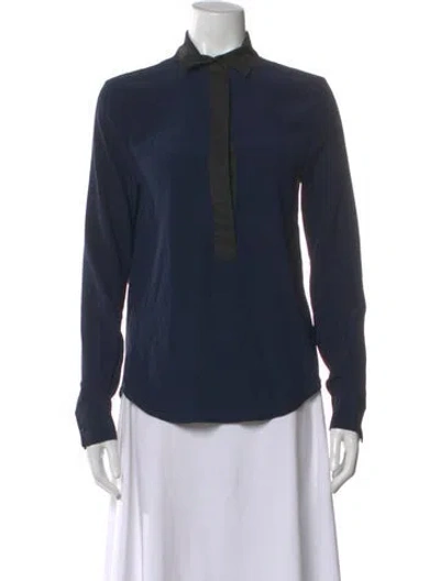 Pre-owned Joseph Silk Long Sleeve Blouse In Blue