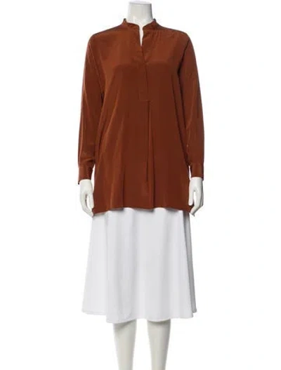 Pre-owned Joseph Silk Long Sleeve Blouse In Brown