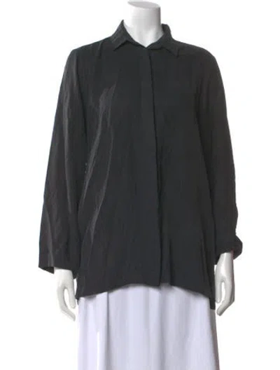 Pre-owned Joseph Silk Long Sleeve Blouse In Gray