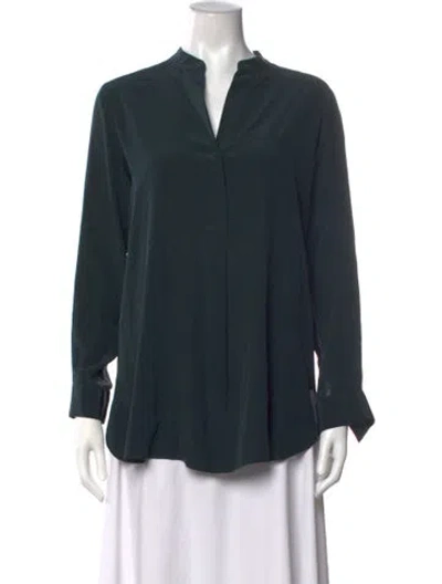 Pre-owned Joseph Silk Long Sleeve Blouse In Green