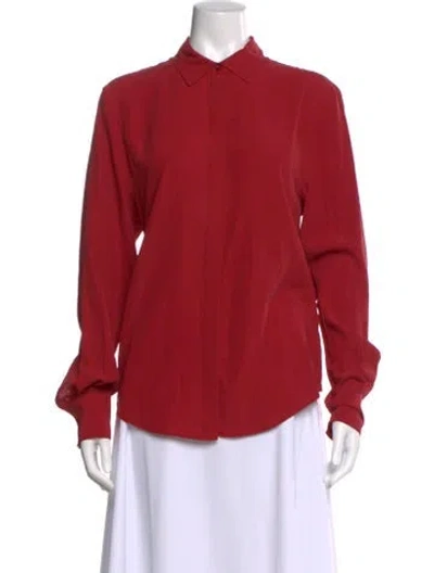 Pre-owned Joseph Silk Long Sleeve Blouse In Red