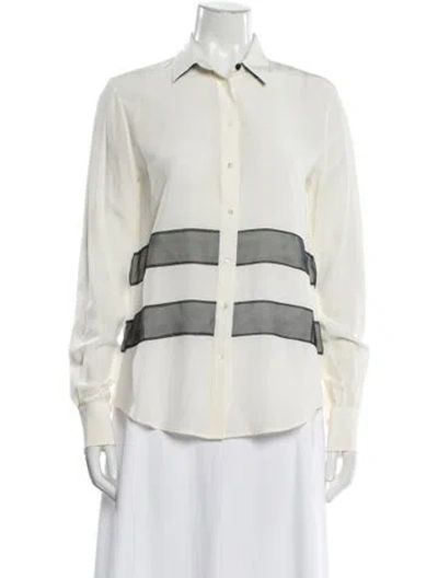 Pre-owned Joseph Silk Long Sleeve Blouse In White