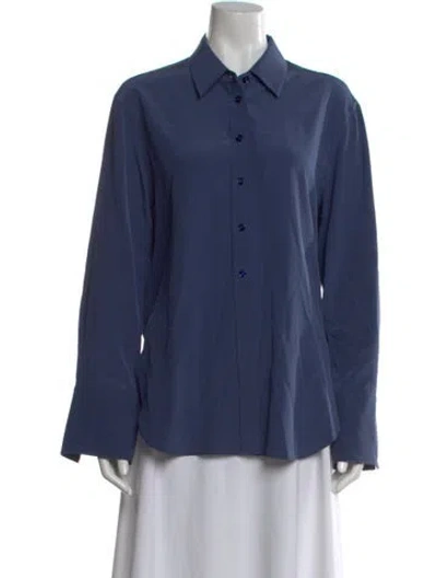 Pre-owned Joseph Silk Long Sleeve Button-up Top In Blue