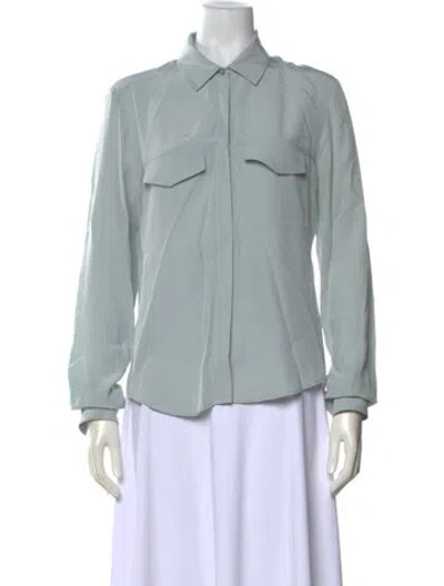 Pre-owned Joseph Silk Long Sleeve Button-up Top In Blue