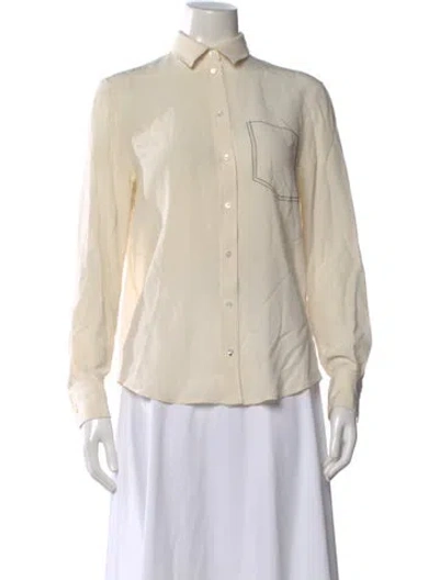 Pre-owned Joseph Silk Long Sleeve Button-up Top In Neutral