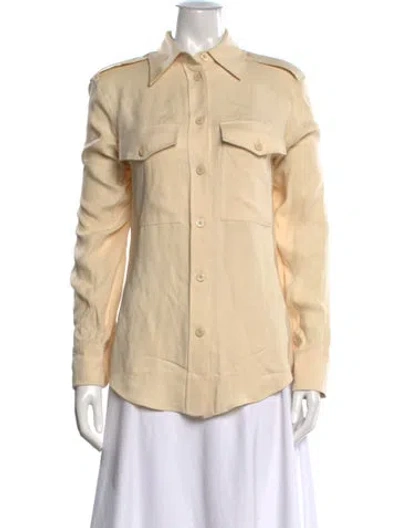 Pre-owned Joseph Silk Long Sleeve Button-up Top In Neutral