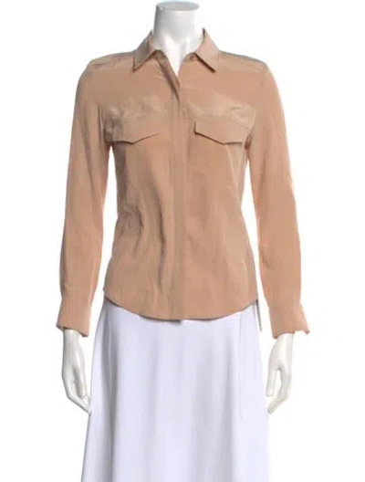 Pre-owned Joseph Silk Long Sleeve Button-up Top In Neutral