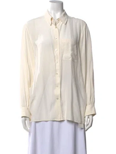 Pre-owned Joseph Silk Long Sleeve Button-up Top In Neutrals