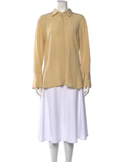 Pre-owned Joseph Silk Long Sleeve Button-up Top In Neutrals
