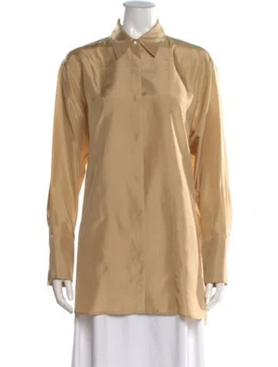 Pre-owned Joseph Silk Long Sleeve Top In Brown