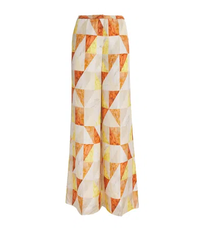 Joseph Silk Marble Print Trousers In Multi
