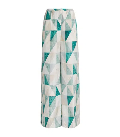 JOSEPH SILK MARBLE PRINT TROUSERS