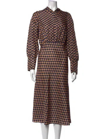 Pre-owned Joseph Silk Midi Length Dress In Blue/orange
