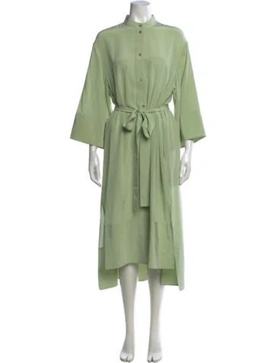 Pre-owned Joseph Silk Midi Length Dress In Green