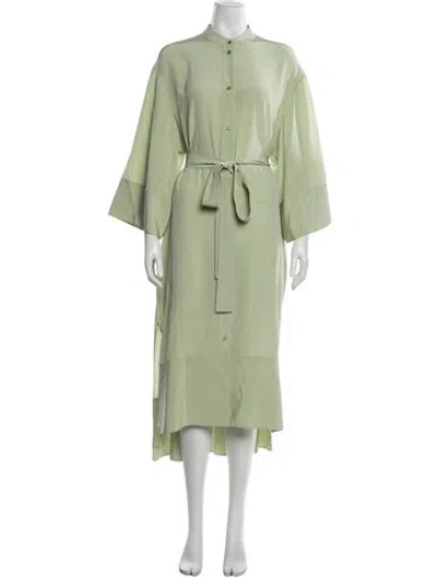 Pre-owned Joseph Silk Midi Length Dress In Green