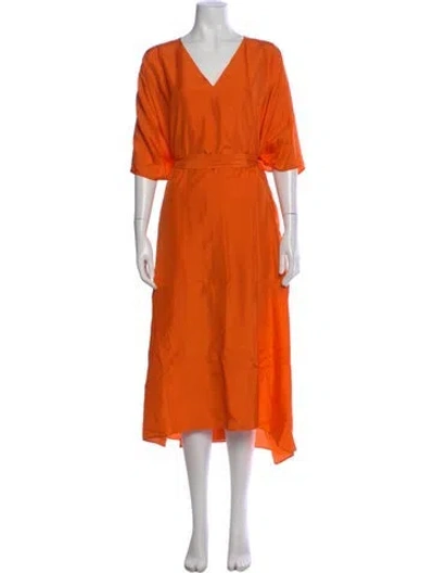 Pre-owned Joseph Silk Midi Length Dress In Orange