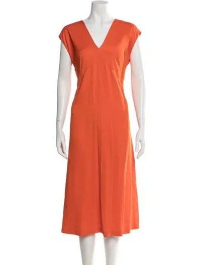 Pre-owned Joseph Silk Midi Length Dress W/ Tags In Orange