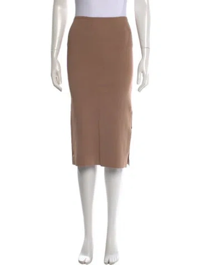 Pre-owned Joseph Silk Midi Length Skirt In Brown