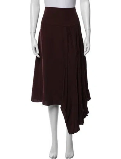 Pre-owned Joseph Silk Midi Length Skirt In Brown