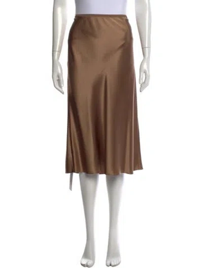 Pre-owned Joseph Silk Midi Length Skirt In Brown