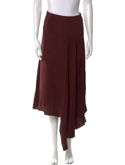 Pre-owned Joseph Silk Midi Length Skirt In Burgundy