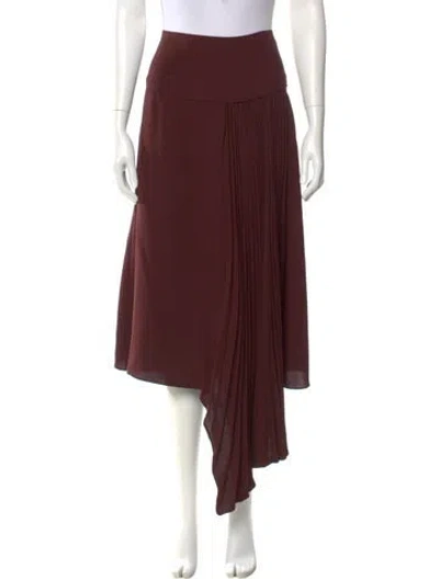 Pre-owned Joseph Silk Midi Length Skirt In Burgundy