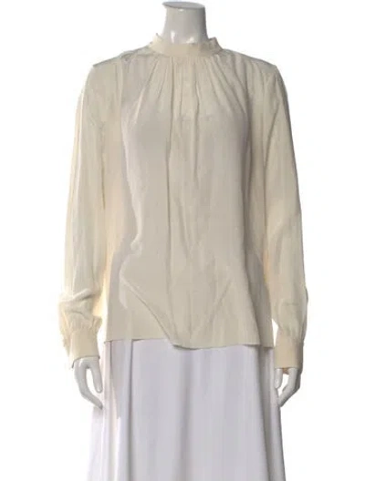 Pre-owned Joseph Silk Mock Neck Blouse In Neutral