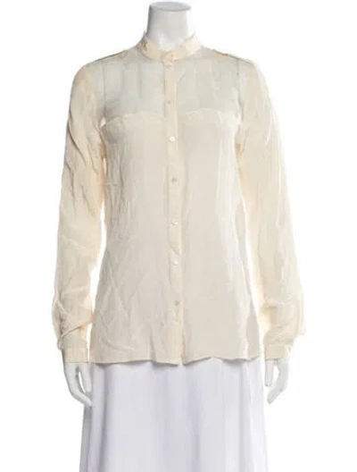 Pre-owned Joseph Silk Mock Neck Button-up Top In Neutral