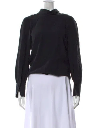 Pre-owned Joseph Silk Mock Neck Top In Black
