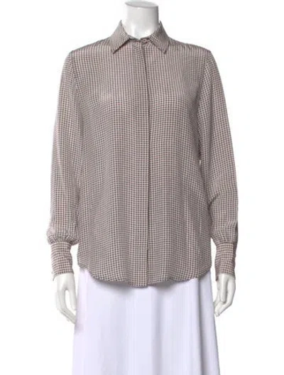 Pre-owned Joseph Silk Plaid Print Button-up Top In Multi