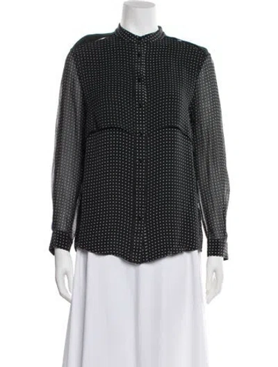 Pre-owned Joseph Silk Polka Dot Print Blouse In Black