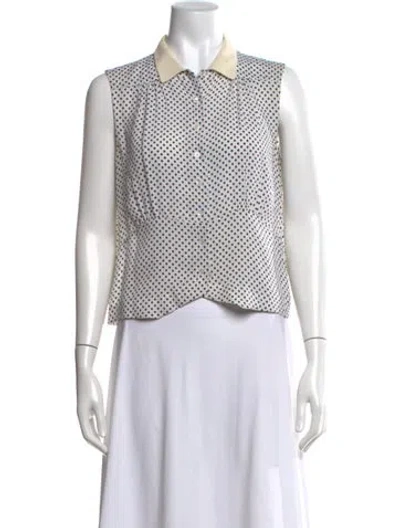 Pre-owned Joseph Silk Polka Dot Print Top In Neutrals