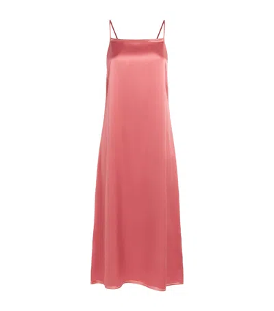 Joseph Silk Satin Agnes Midi Dress In Red