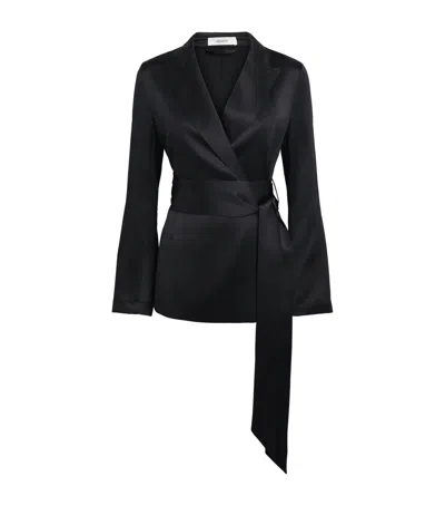 Joseph Silk Satin Archer Jacket In Black