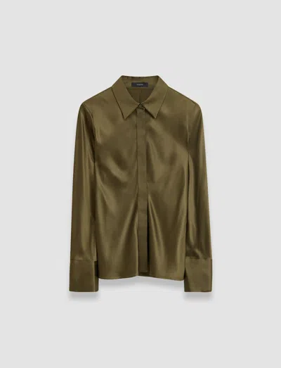 Joseph Silk Satin Brunel Blouse In Hass Avocado