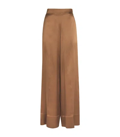 Joseph Silk Satin Dijon Trousers In Brown