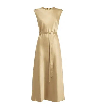 Joseph Garnier Silk Satin Midi Dress In Neutrals