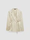 Joseph Silk Satin Joubert Jacket In Oat