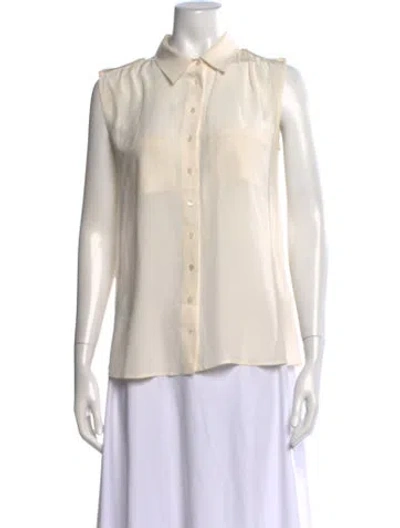 Pre-owned Joseph Silk Sleeveless Button-up Top In Neutral