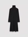 Joseph Silk-blend Turtleneck Midi Dress In Black