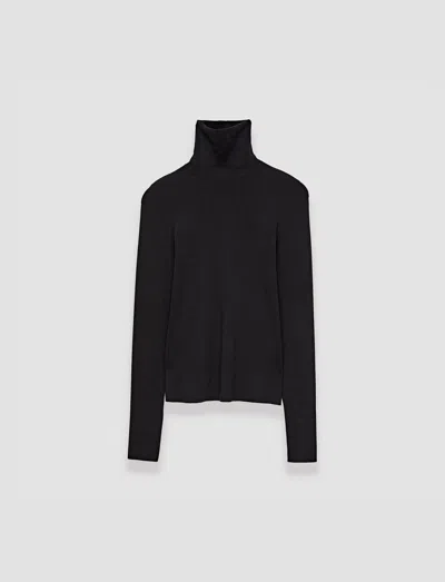 Joseph Silk Stretch High Neck Top In Black