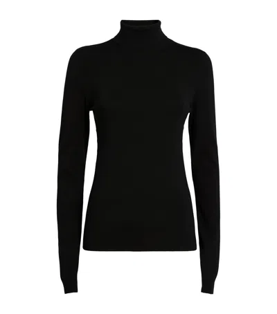 Joseph Silk Stretch High Neck Top In Black