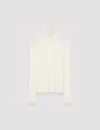 Joseph Womens Ivory High-neck Long-sleeved Silk-blend Top Xs In Ivory