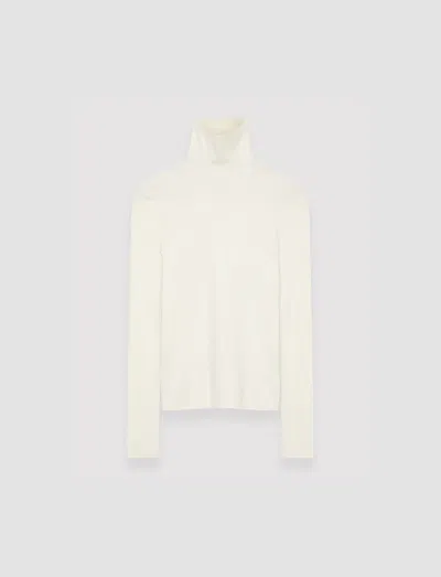 Joseph Silk Stretch High Neck Top In Ivory