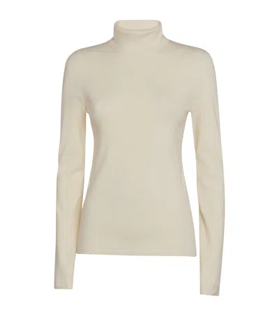 Joseph Silk Stretch High Neck Top In Ivory