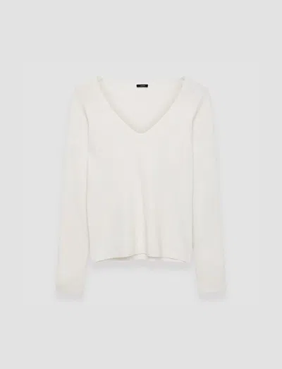 Joseph Silk Stretch V Neck Top In Ivory