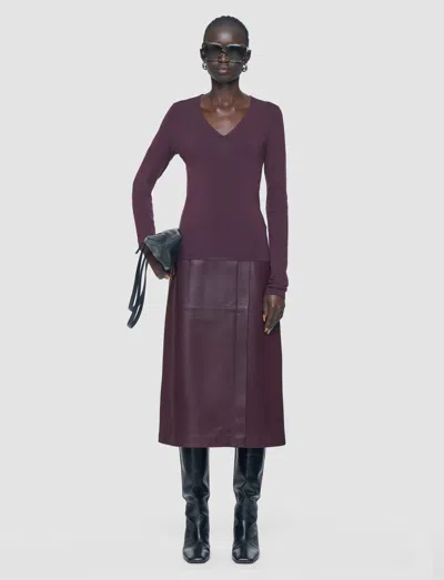 Joseph Silk Stretch V Neck Top In Purple