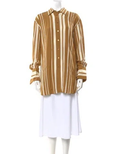 Pre-owned Joseph Silk Striped Top In Yellow