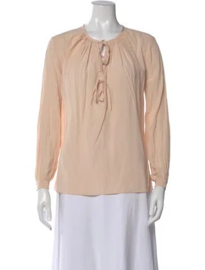 Pre-owned Joseph Silk Tie Neck Blouse In Pink